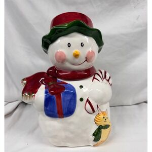 The Cellar Laurie Gates Snowman Cookie Jar Christmas Twilight Collection 2000